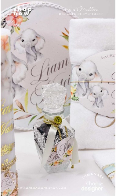 Trusou botez elefant personalizat si brodat Baby Boy Elephant 3